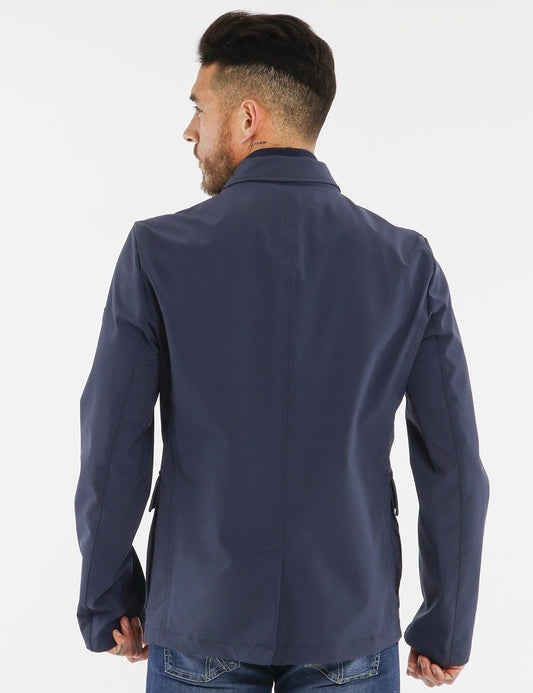 Elegant Blue Windbreaker with Inner Waistcoat