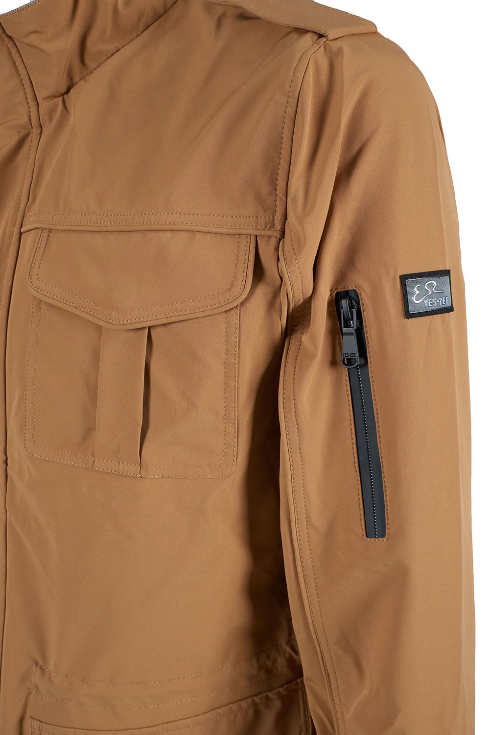 Sleek Brown Technical Fabric Windbreaker