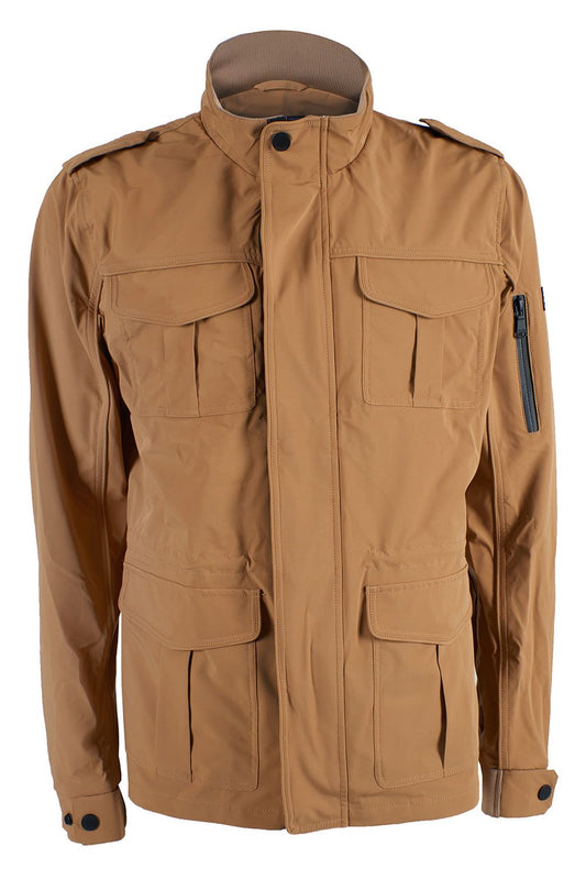 Sleek Brown Technical Fabric Windbreaker