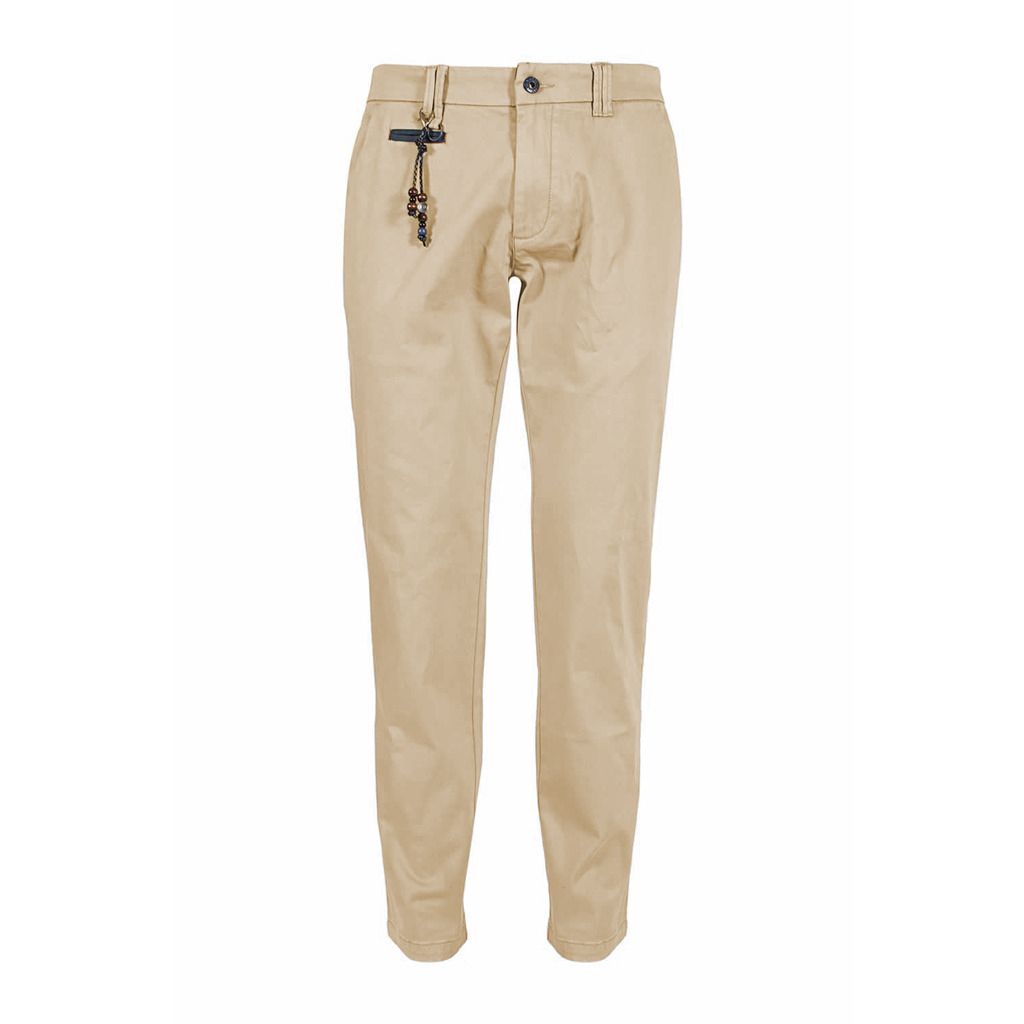 Chic Beige Cotton Chinos with Stretch Comfort