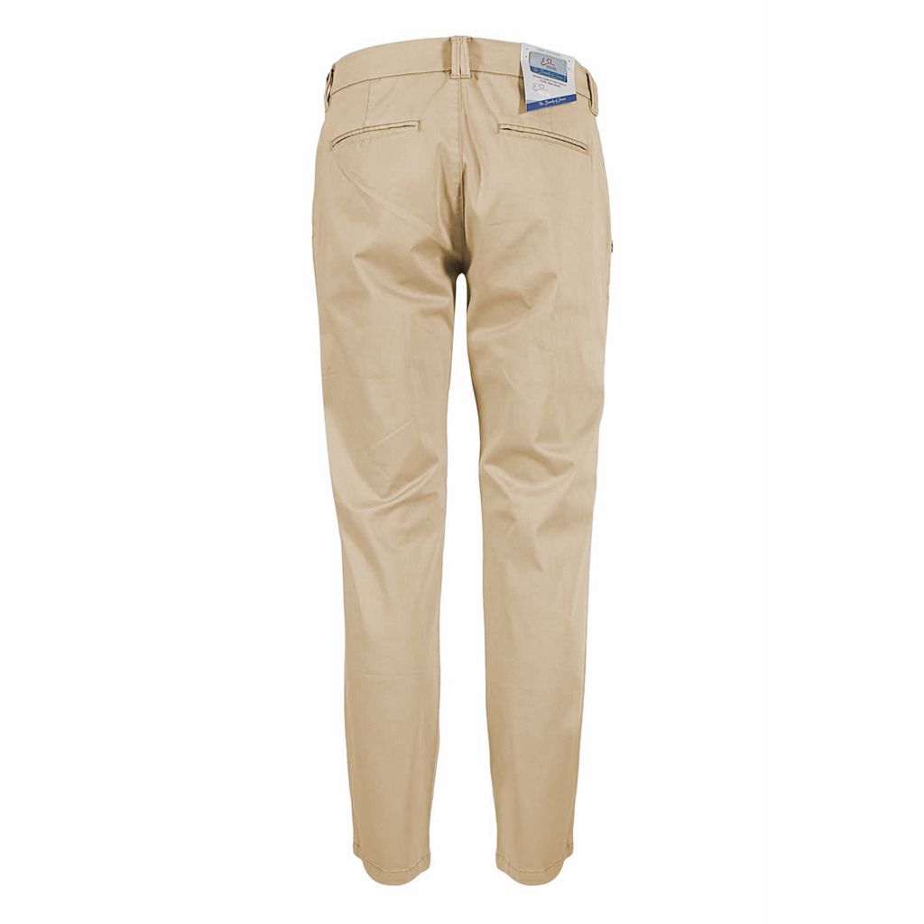 Chic Beige Cotton Chinos with Stretch Comfort