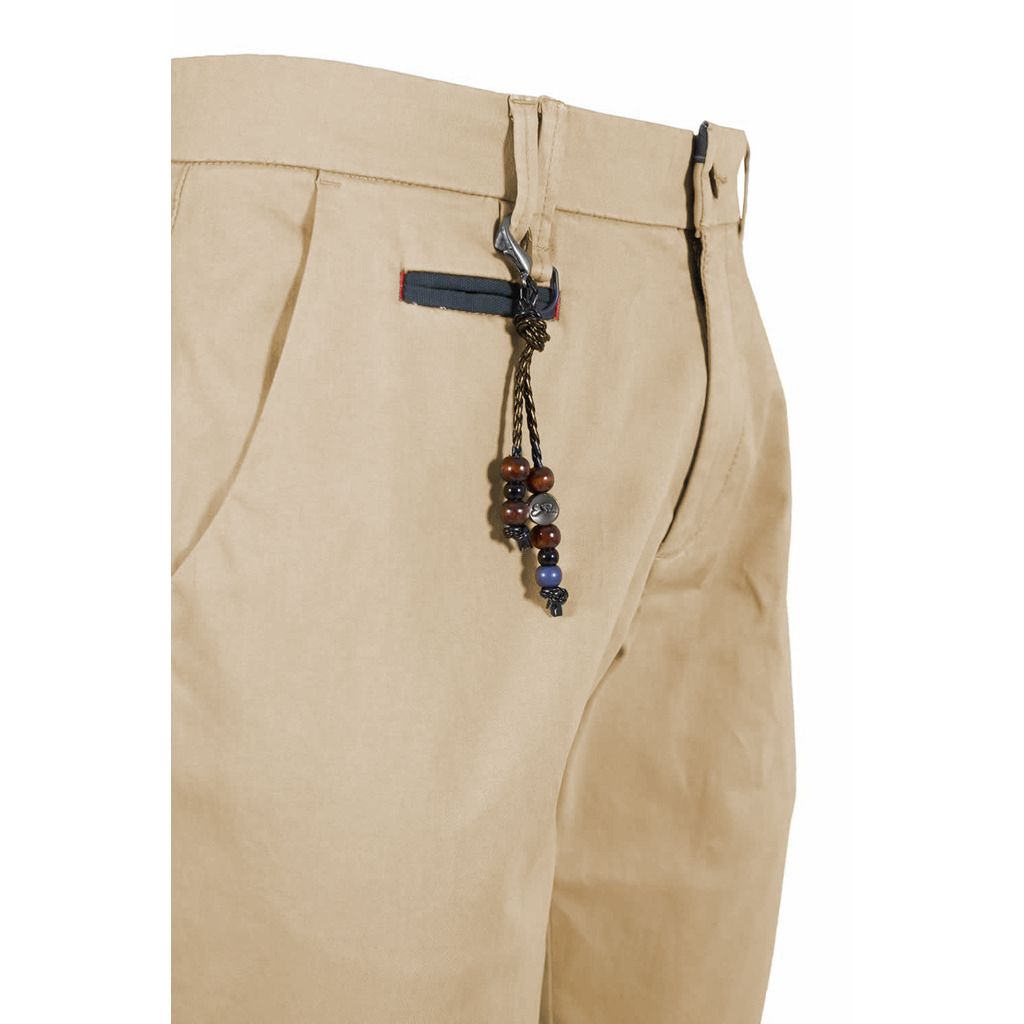 Chic Beige Cotton Chinos with Stretch Comfort