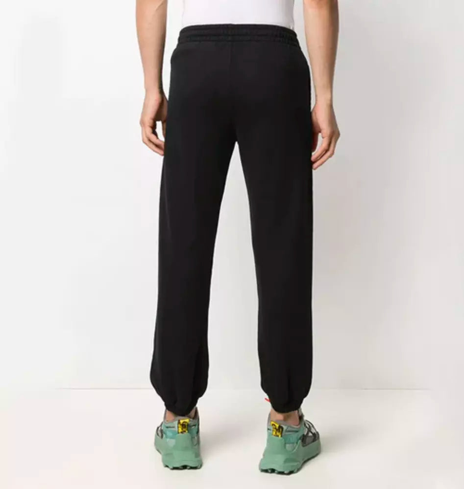 Sleek Black Cotton Logo Pants