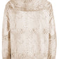 Chic Beige Hooded Jacket with Snakeskin Print
