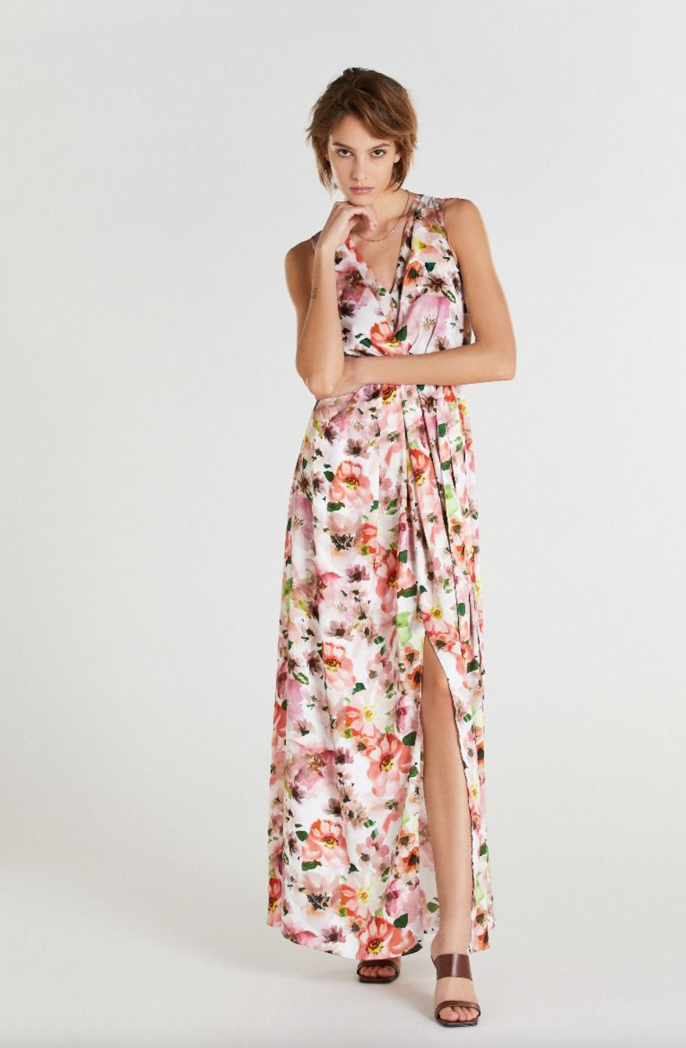 Elegant Floral Detail Dress in Pink