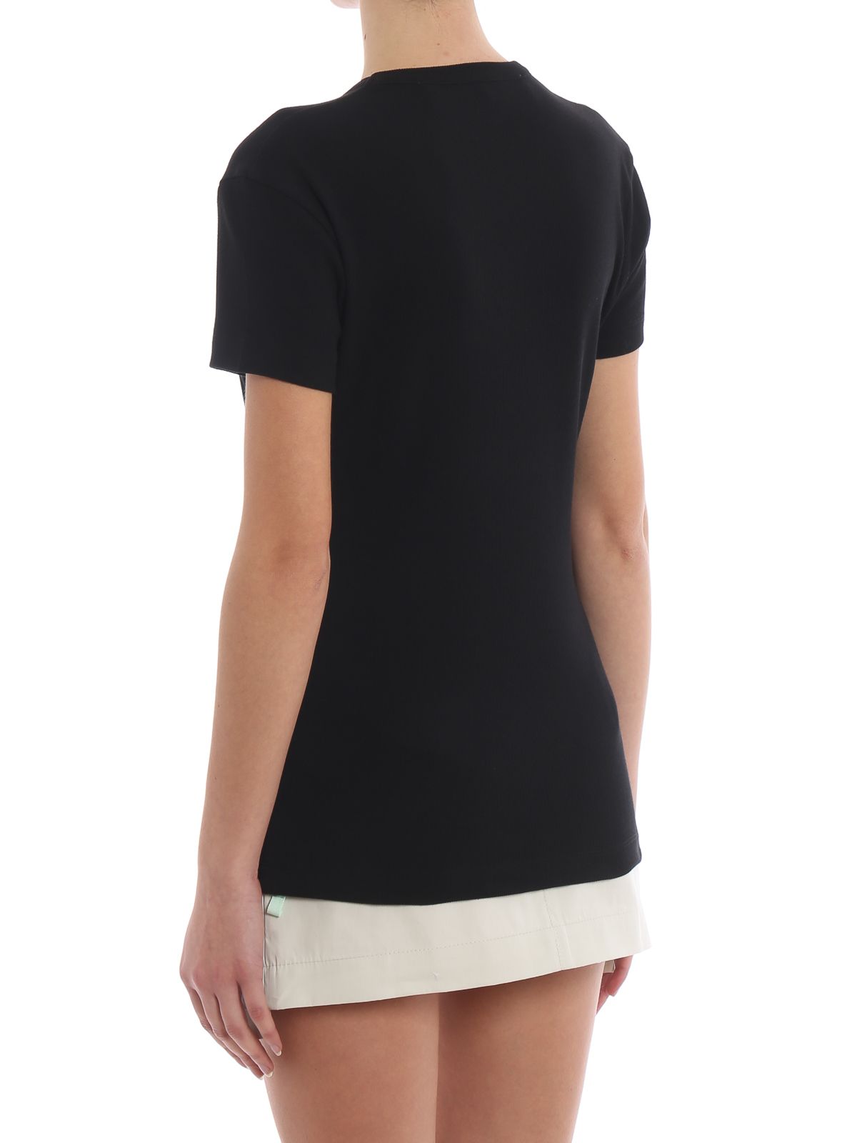 Elegant Basic Black Tee with Logo Accent