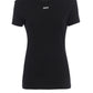 Elegant Basic Black Tee with Logo Accent