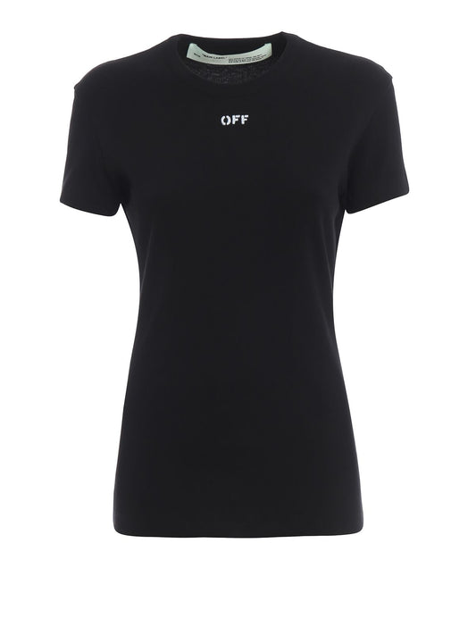 Elegant Basic Black Tee with Logo Accent