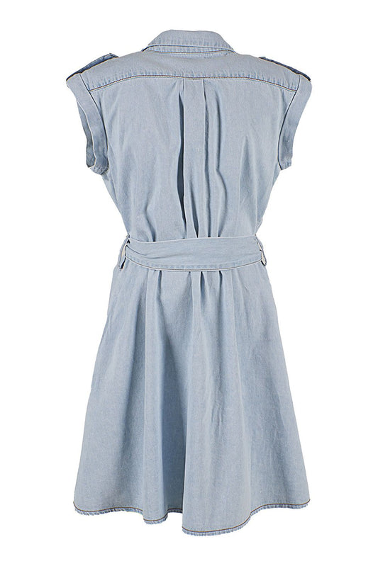 Chic Sleeveless Denim Dress with Pockets