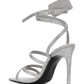 Dazzling Gray Diamond Buckle Leather Sandals