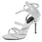 Dazzling Gray Diamond Buckle Leather Sandals