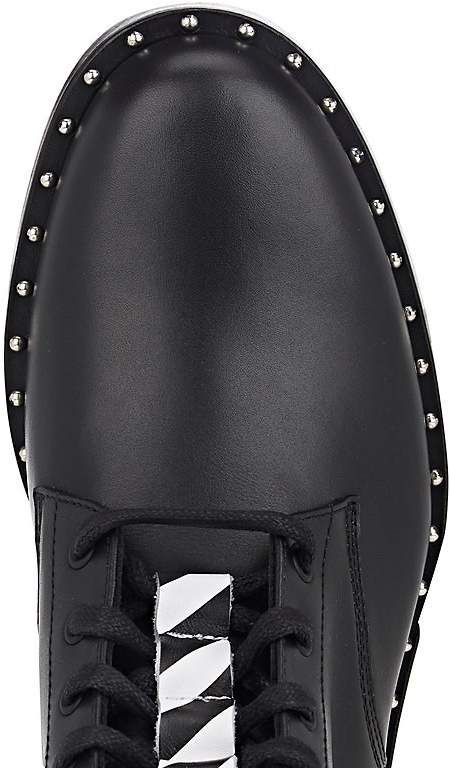 Studded Calfskin Lace-Up Ankle Boots