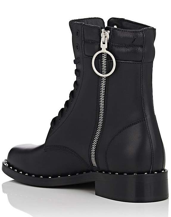 Studded Calfskin Lace-Up Ankle Boots