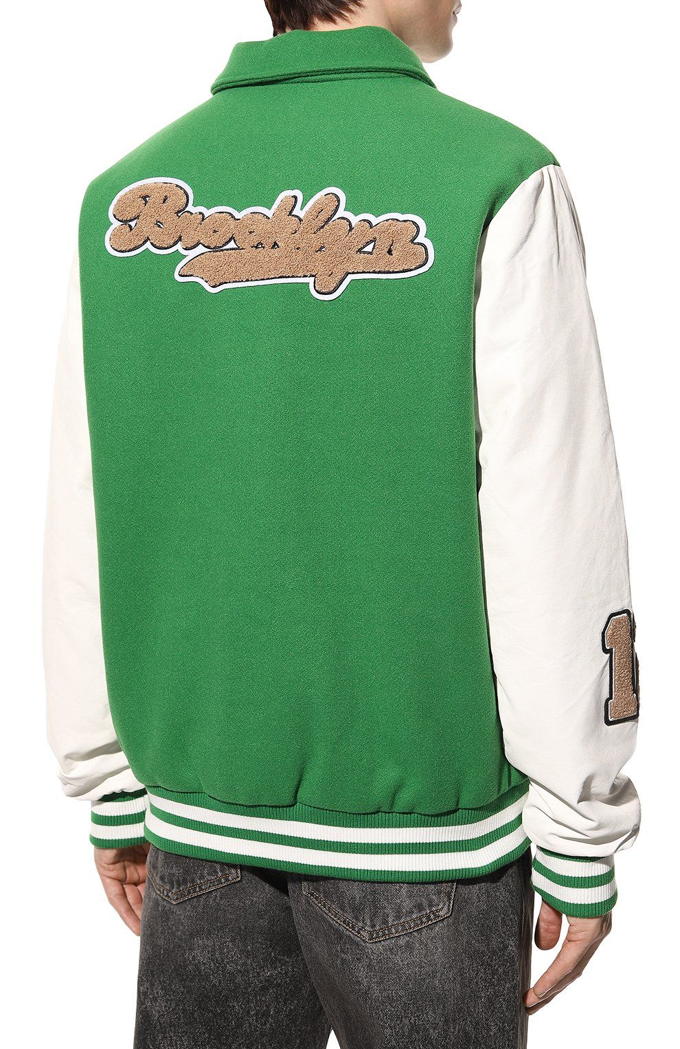 Eco-Leather Varsity Jacket with Iconic Appliques