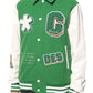 Eco-Leather Varsity Jacket with Iconic Appliques