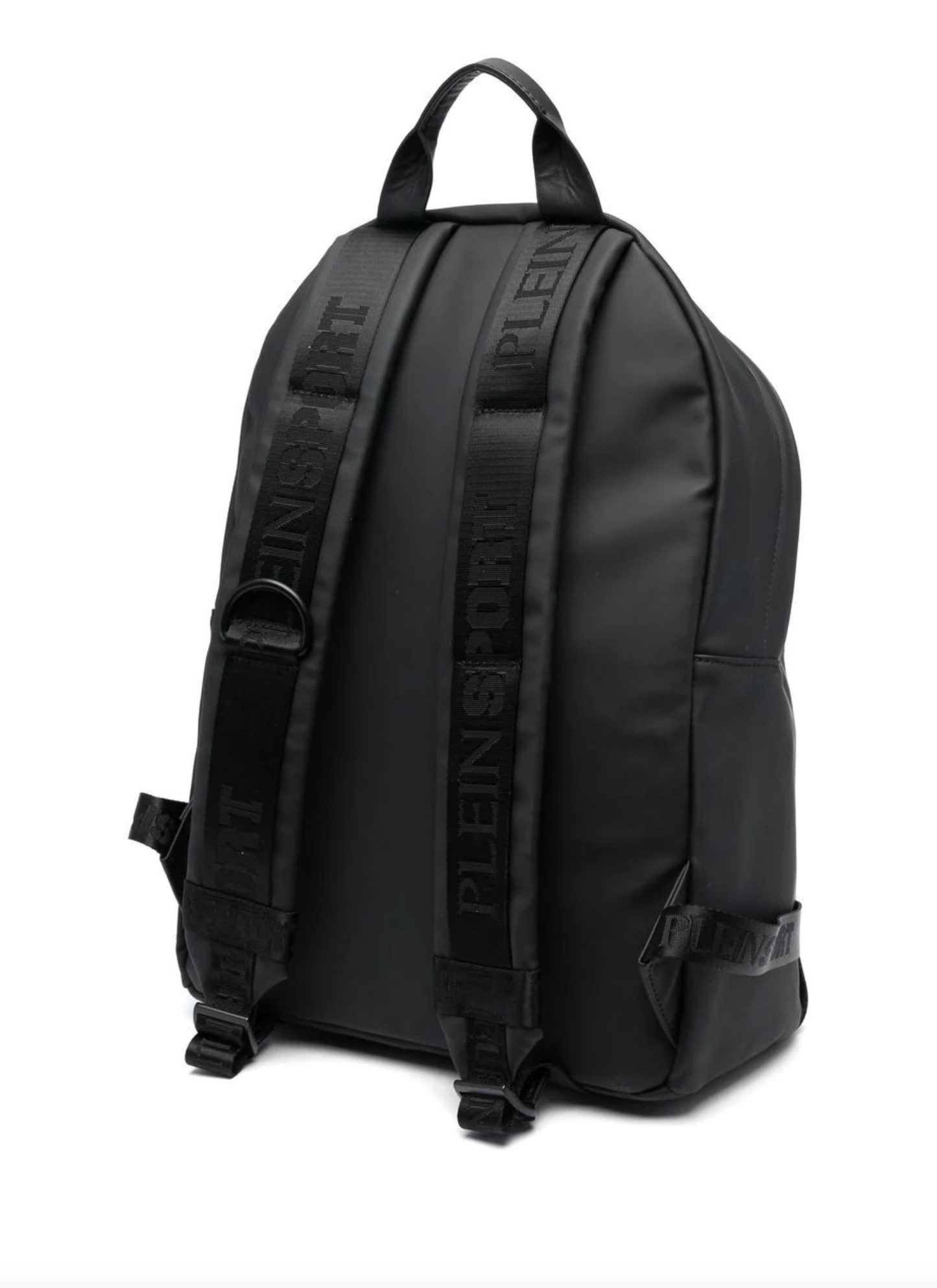 Sleek Black Designer Backpack with Relief Logo