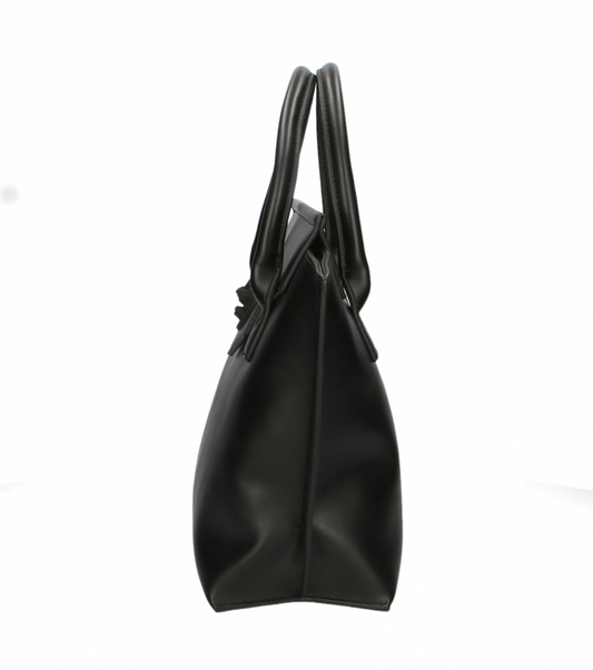 Sleek Black Tote with Chic Logo Detail