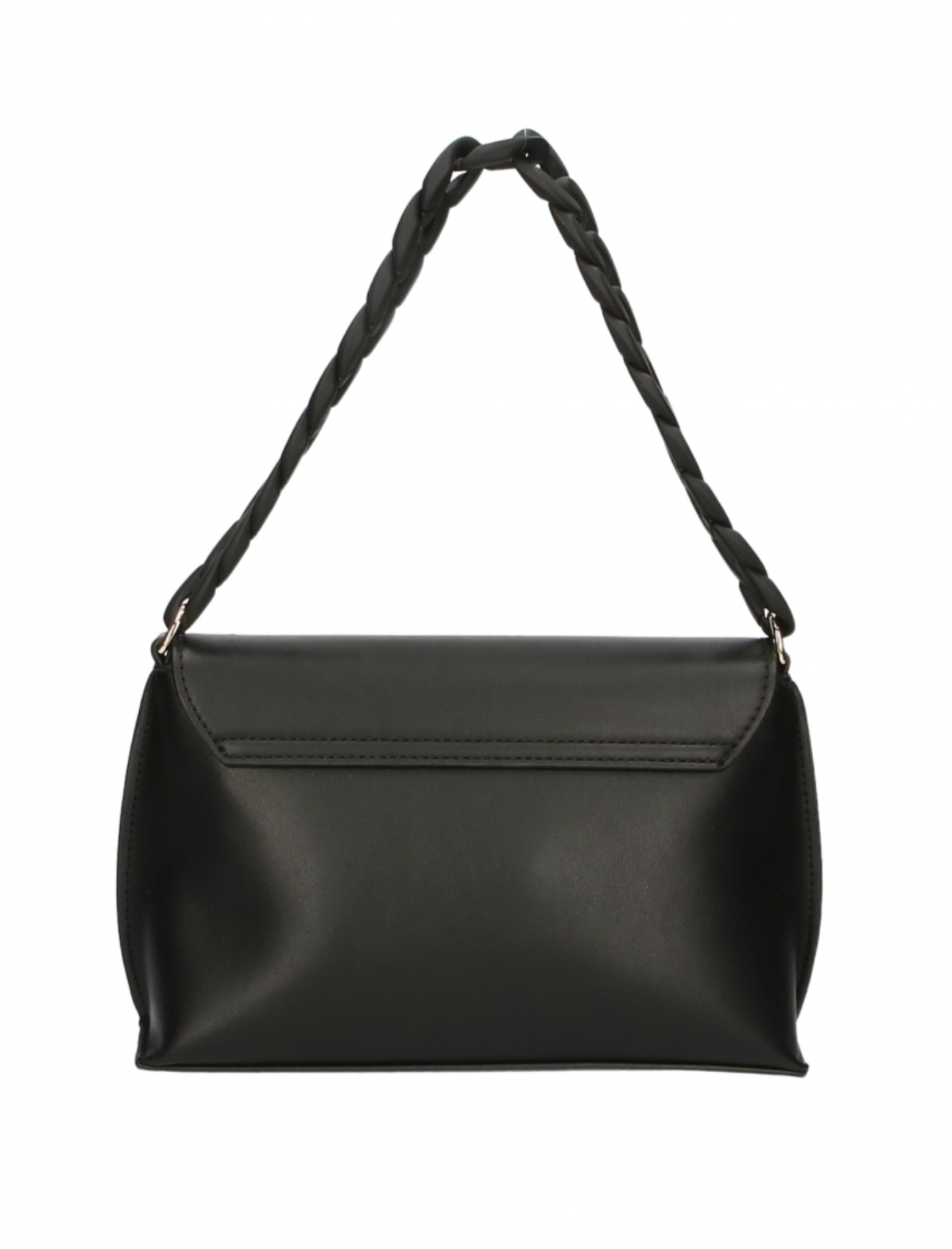 Sleek Black Crossbody Flap Bag with Logo