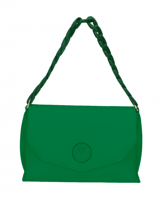 Chic Green Flap Crossbody Bag with Logo Detail