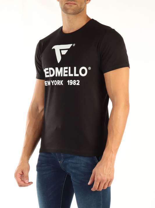 Sleek Cotton Tee with Rubber Logo Print