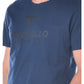 Chic Blue Cotton Tee with Rubber Logo
