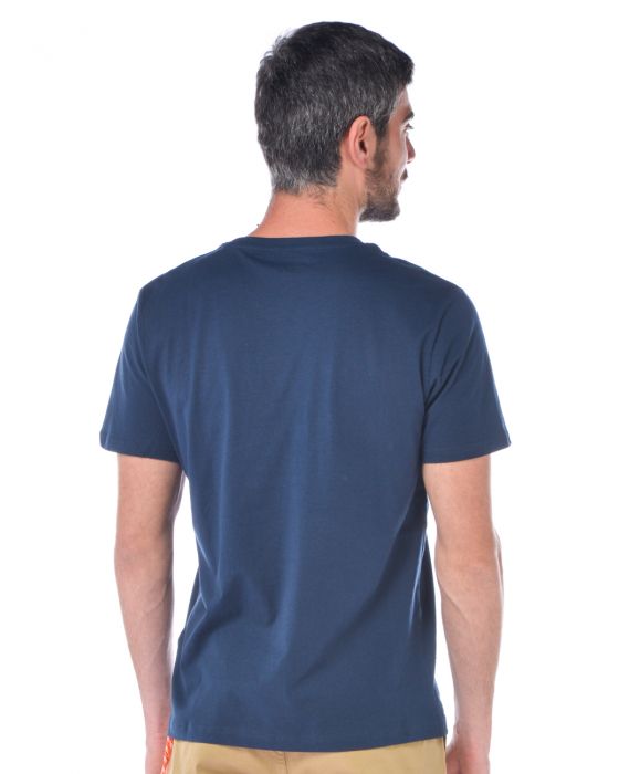 Chic Blue Cotton Tee with Rubber Logo