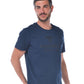 Chic Blue Cotton Tee with Rubber Logo