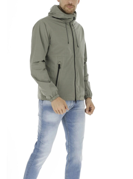 Beige Windproof Hooded Jacket for Men