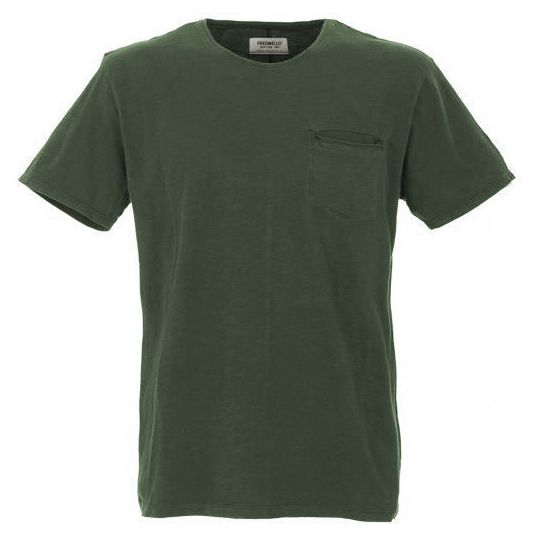 Vintage Green Crew Neck Tee with Chest Pocket