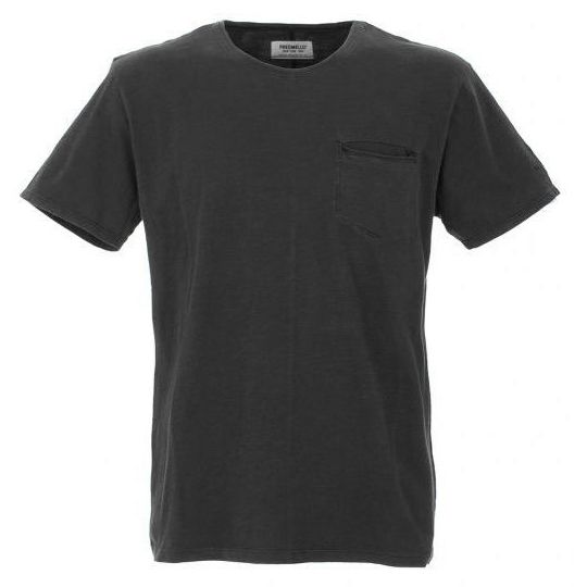 Vintage-Inspired Crew Neck Tee with Chest Pocket