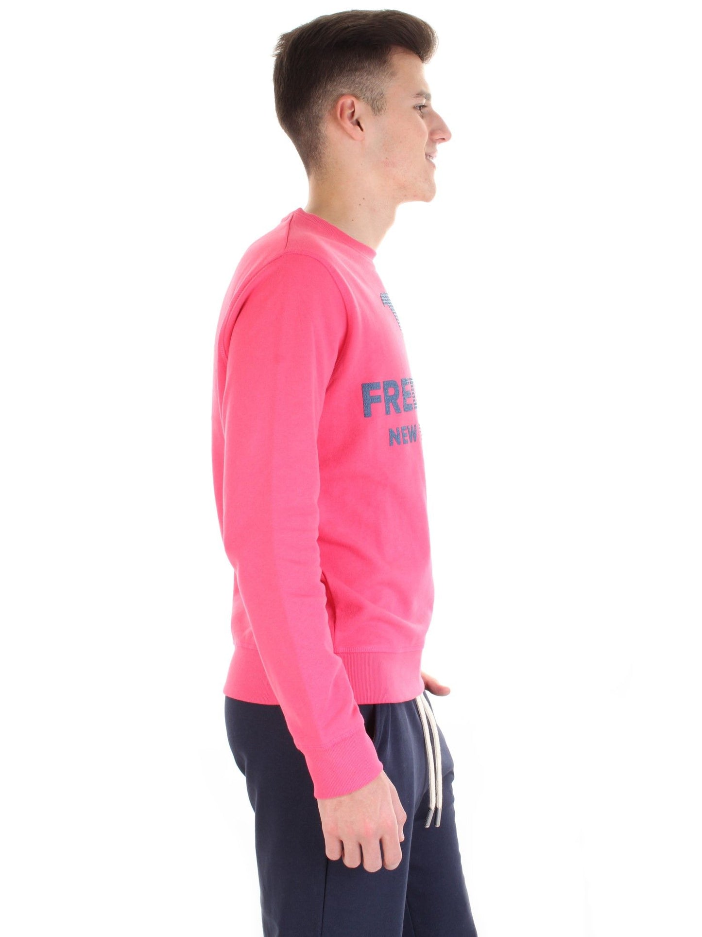 Fuchsia Crew Neck Cotton Sweatshirt with Logo