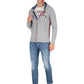 Chic Gray Hooded Zip Sweatshirt with Embroidered Logo