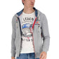 Chic Gray Hooded Zip Sweatshirt with Embroidered Logo