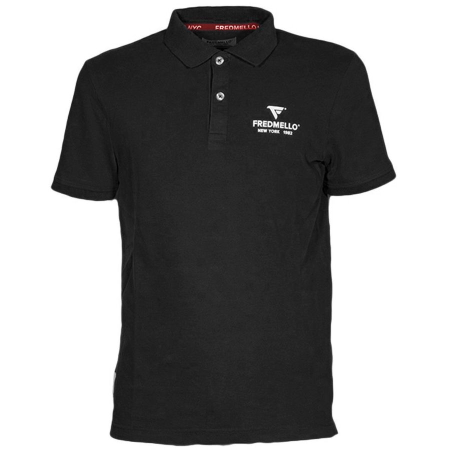 Embossed Logo Cotton Blend Polo - Black