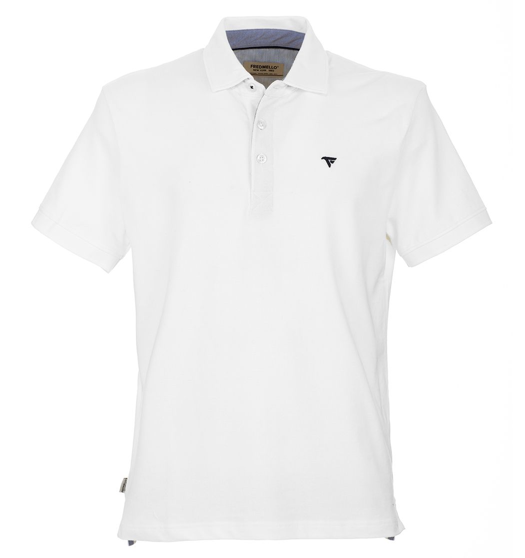 Elegant White Polo Shirt with Chest Embroidery