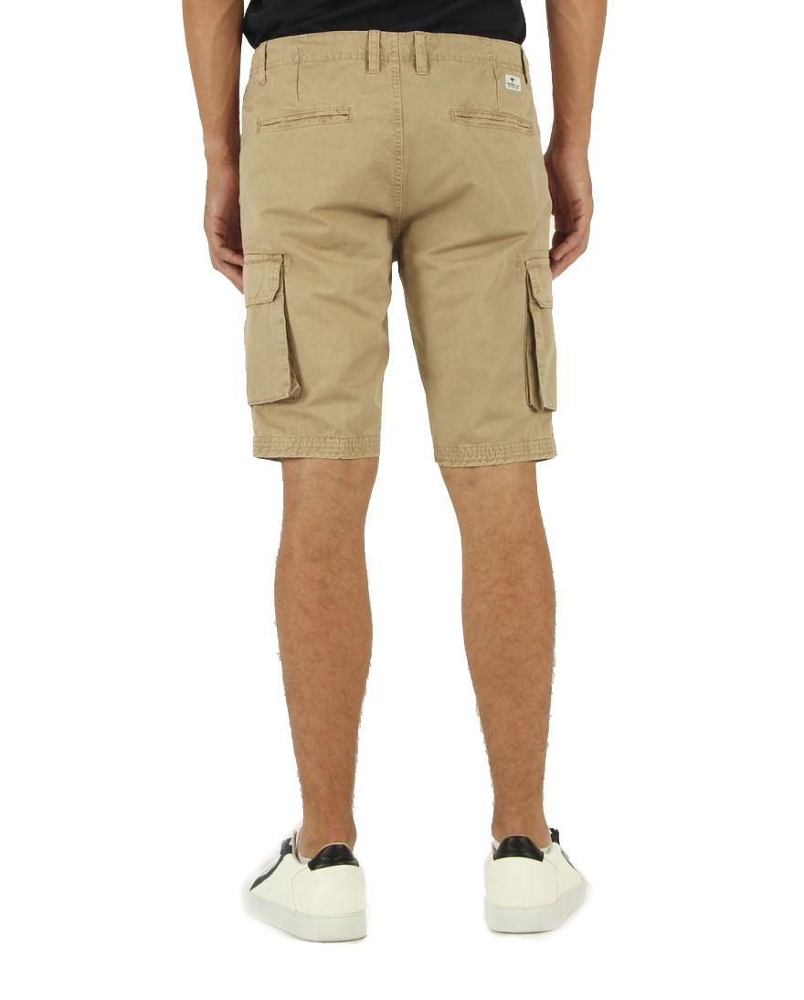 Beige Cotton Bermuda Shorts with Pockets