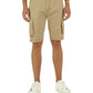 Beige Cotton Bermuda Shorts with Pockets
