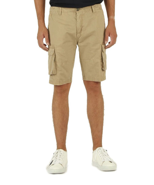 Beige Cotton Bermuda Shorts with Pockets