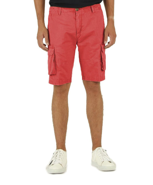 Chic Red Cotton Bermuda Shorts with Cargo Pockets