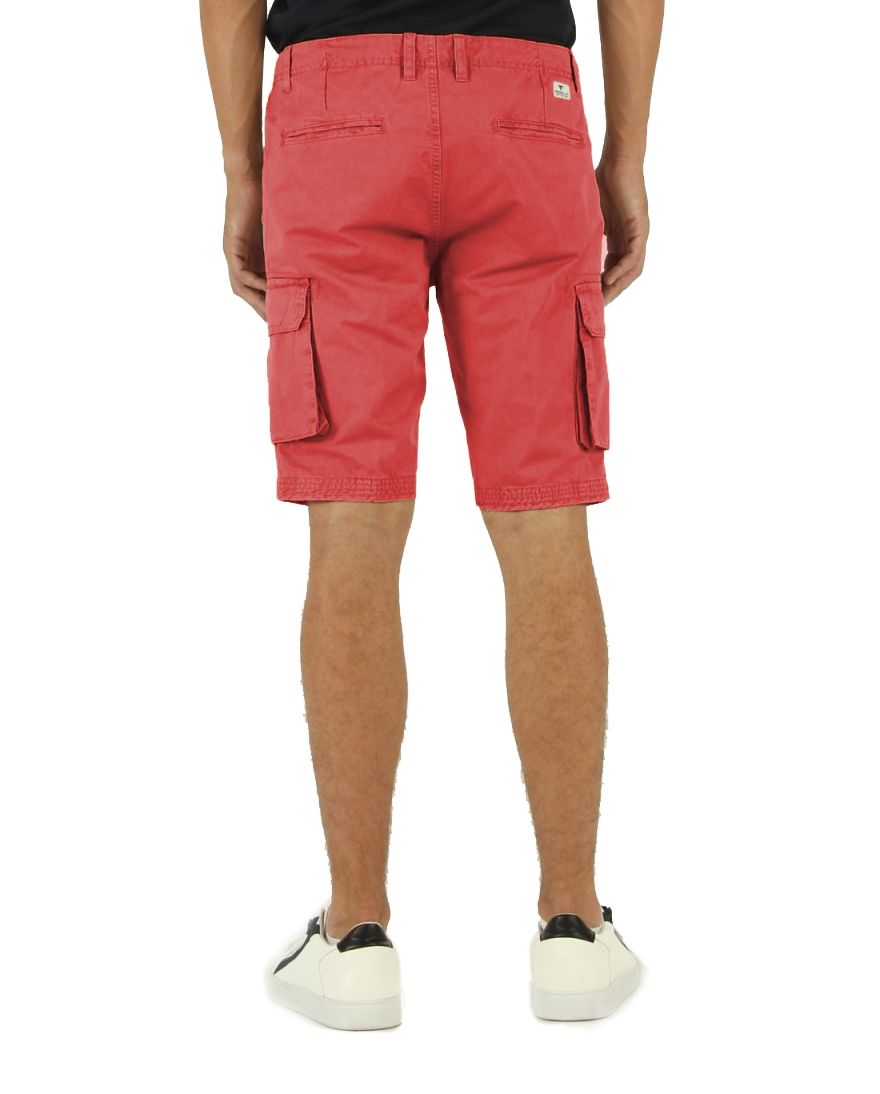 Chic Red Cotton Bermuda Shorts with Cargo Pockets