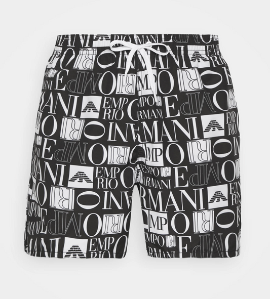 Sleek Multi-Logo Designer Beach Shorts