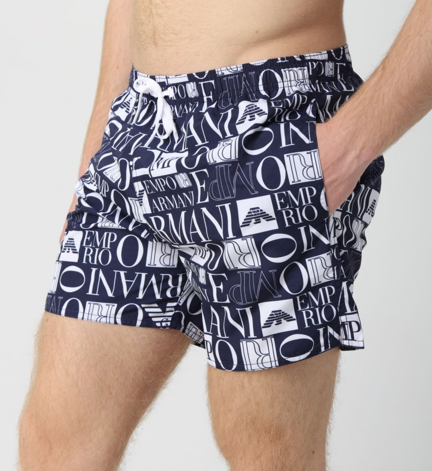 Chic Multilogo Swim Shorts in Blue