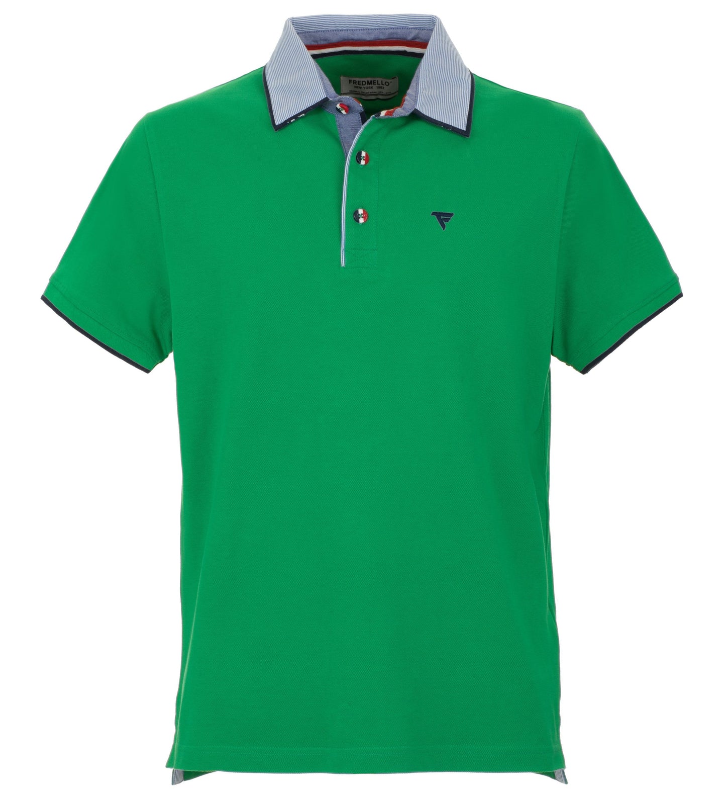 Elegant Green Cotton Polo with Contrast Collar