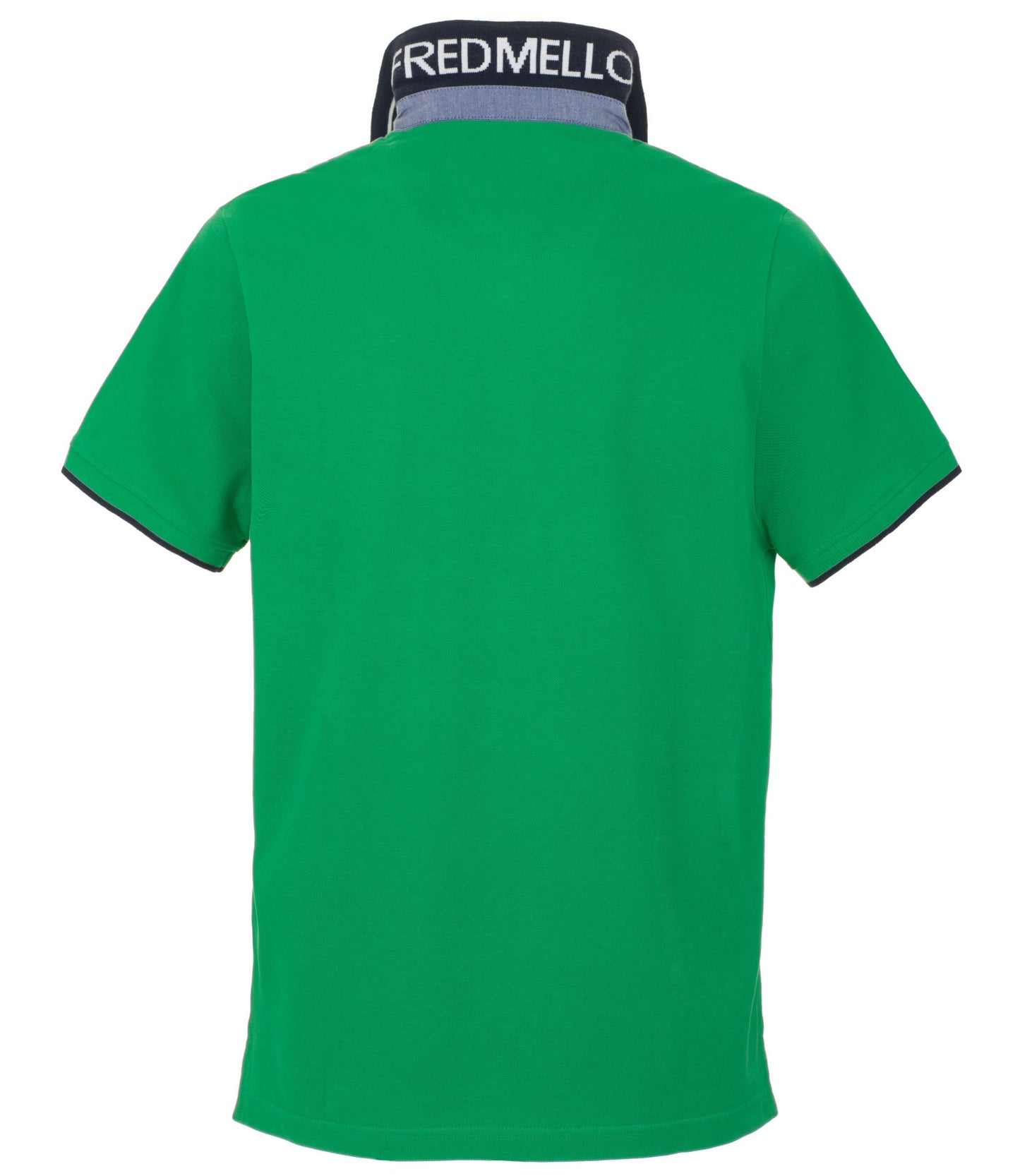 Elegant Green Cotton Polo with Contrast Collar