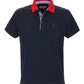 Chic Cotton Polo with Red Dot Prints & Contrasting Collar
