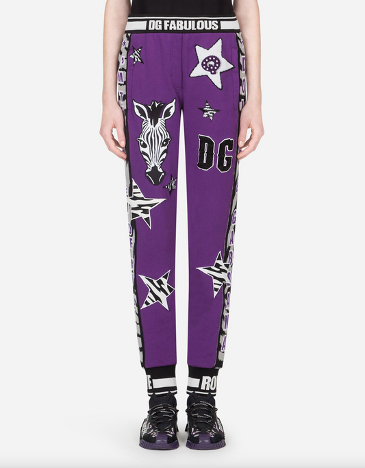 Sequin Embellished Cotton Pants - Radiant Purple