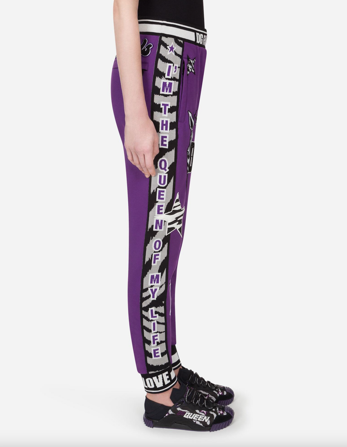 Sequin Embellished Cotton Pants - Radiant Purple