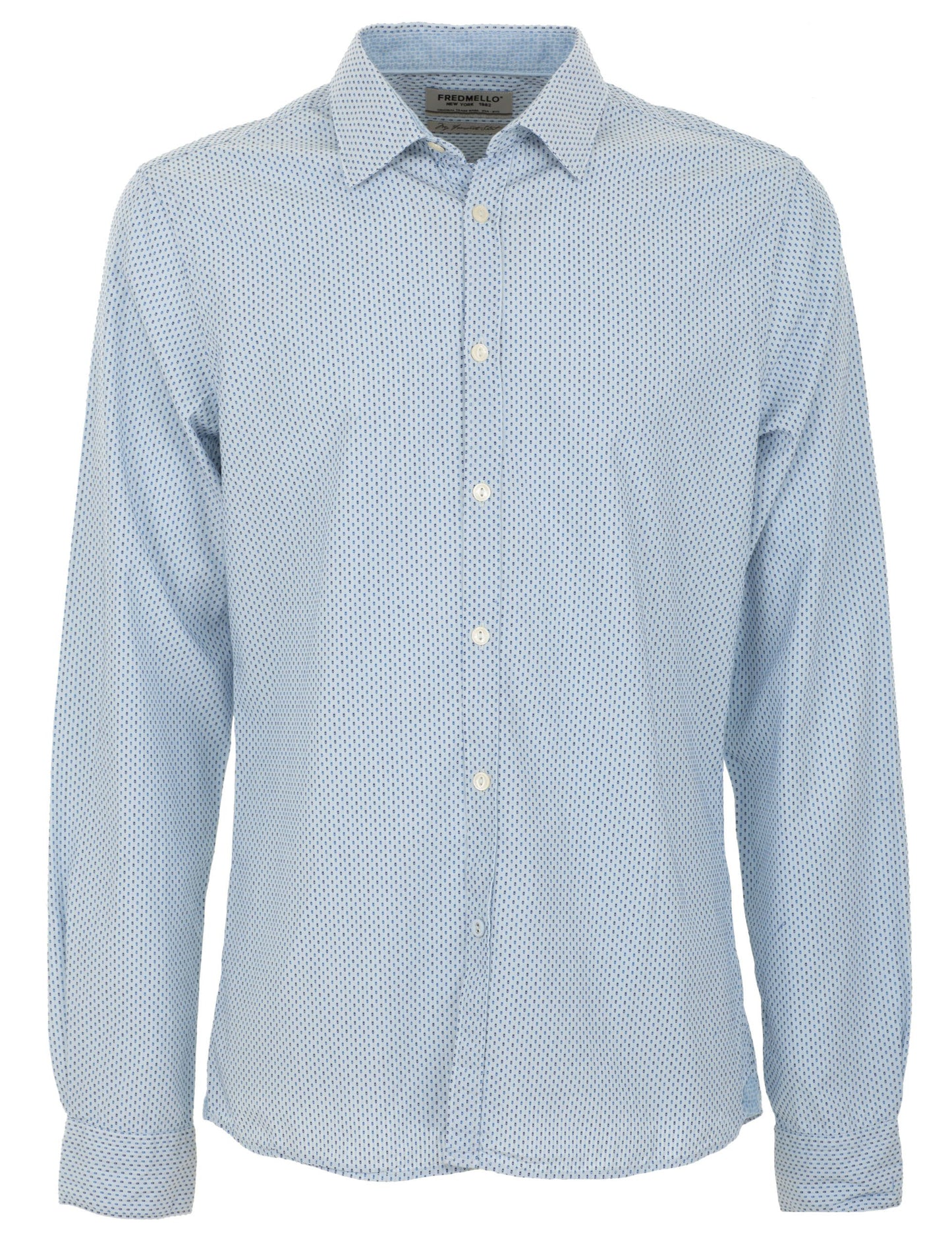 Elegant Light Blue Dotted Cotton Shirt for Men