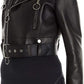 Sleek Black Leather Jacket with Emblem Design