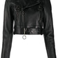 Sleek Black Leather Jacket with Emblem Design